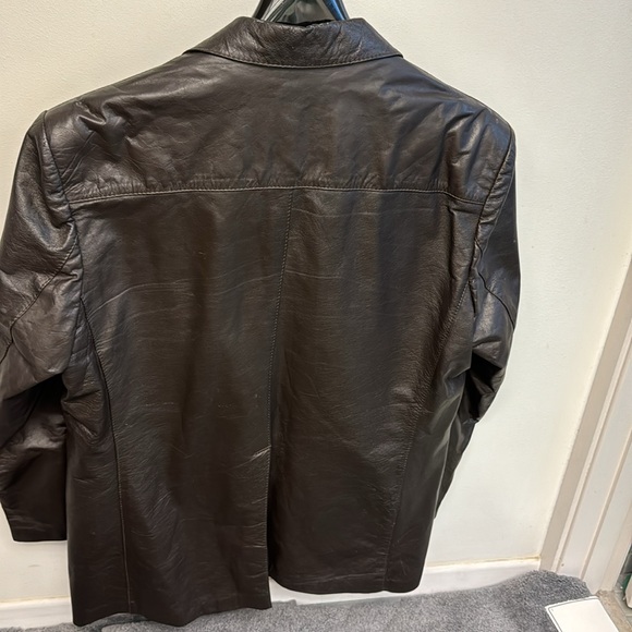 Rare vintage 70s calf leather 3 button down jacket large - Picture 6 of 11